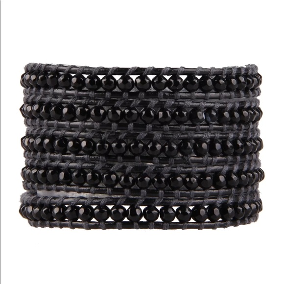 🍒NEW BLACK KELITCH ONYX WRAP LAYERED BRACELET BOHO - Picture 2 of 5